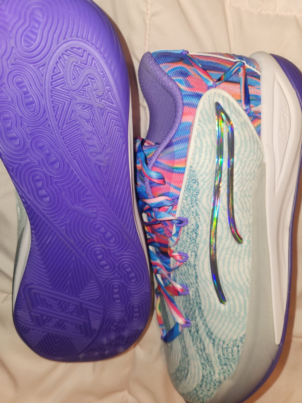 Puma Stewie 2 Basketball Shoes Womens 12.5 Teal Purple Multi 311062-01 - Picture 4 of 5